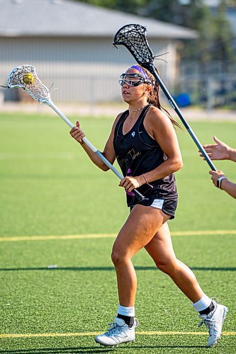 NIC ADAM / FREE PRESS
The Manitoba women's U19 field lacrosse team&#x2019;s Payton Cvetkovic (5) practicing at Ralph Cantafio Soccer Complex Wednesday before the national women's U19 field lacrosse championship at Ralph Cantafio this weekend.
240731 - Wednesday, July 31, 2024.

Reporter: Josh