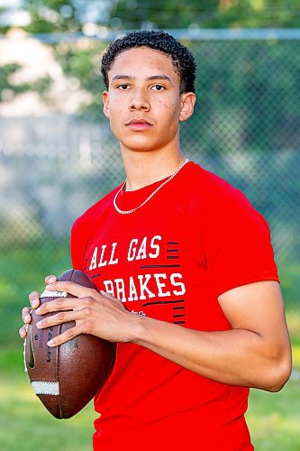 NIC ADAM / FREE PRESS
Winnipegger Ronan Johannson, pictured at the eagles football field Wednesday, will be playing football at Ivy League University of Pennsylvania.
240731 - Wednesday, July 31, 2024.

Reporter: