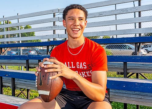 NIC ADAM / FREE PRESS
Winnipegger Ronan Johannson, pictured at the eagles football field Wednesday, will be playing football at Ivy League University of Pennsylvania.
240731 - Wednesday, July 31, 2024.

Reporter: