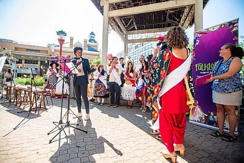 MIKAELA MACKENZIE / FREE PRESS

	
MLA Uzoma Asagwara speaks at the Folklorama kickoff at the Winnipeg Chinese Cultural and Community Centre on Thursday, Aug. 1, 2024. 

