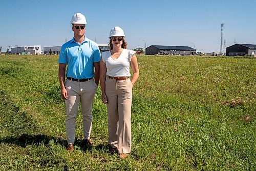 BROOK JONES / FREE PRESS
Stephen Kleysen (right), 27, who is the vice-president of T2K Enterprises Ltd., and Shannon Kleysen, 27, who is the director of administration of T2K Enterprises are pictured in their McGillivrary Business Park in Oak Bluff, Man., Thursday, Aug. 1, 2024. The brother-sister duo, who are twins, are the children of T2K President Tom Kleysen. The McGillivray Business Park is continuing to expand as at least 20 businesses have been built or agreed to build on the 160 acres during the past two and a half years.