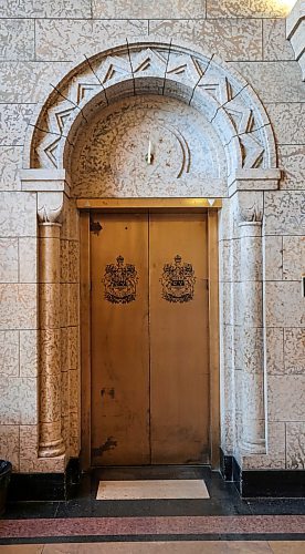 Ruth Bonneville / Free Press

ENT -  269 Main. 

Federal Building, aka Dominion Public Building, aka Victory Building, at 269 Main. 

Architecture type photos of elaborate building built in the 1930's. 

Outside photos.  entranceway, closeups of the bison heads, elevator doors and full exteriors.

For Alison's architecture series.

Aug 1st,  2024

