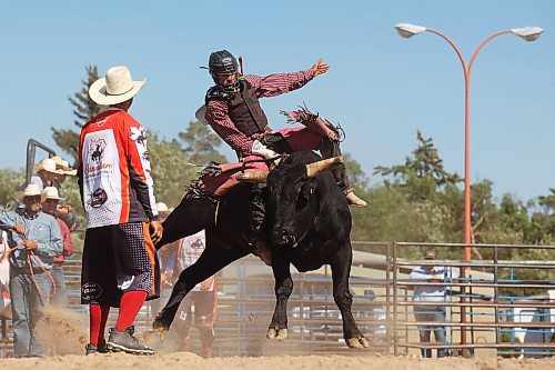 01082024
Chase Skene of Prince Albert, Saskatchewan competes in the high school bulls event at the first go-round of the 2024 Canadian High School Rodeo Finals at the Keystone Centre on Thursday. Approximately 250 contestants from across the country are competing in the finals, which wrap up Saturday.
(Tim Smith/The Brandon Sun)