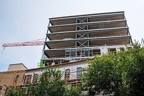 NIC ADAM / FREE PRESS
The outside of Concord Properties’ new 10-storey, $30 million, mixed used building, pictured on Friday, on the site of a former surface parking lot in the Exchange District. This is where Concord’s new office will be once completed.
240802 - Friday, August 02, 2024.

Reporter: Martin Cash