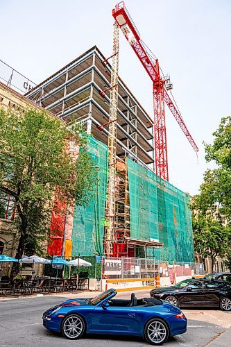 NIC ADAM / FREE PRESS
The outside of Concord Properties’ new 10-storey, $30 million, mixed used building, pictured on Friday, on the site of a former surface parking lot in the Exchange District. This is where Concord’s new office will be once completed.
240802 - Friday, August 02, 2024.

Reporter: Martin Cash