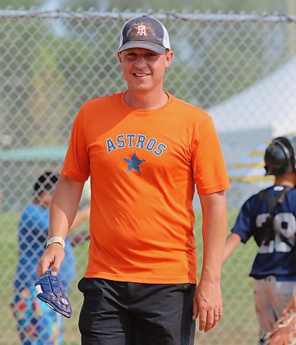 Prince Albert Astros head coach Brad Casavant smiles after his team went up 10-0 in their game against the Cross Lake Warriors at the western Canadian under-13 boys championship at the Ashley Neufeld Softball Complex on Friday afternoon. (Perry Bergson/The Brandon Sun)
Aug. 2, 2024