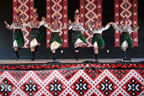 Dancers with the Yalenka Ukrainian Dancers Society perform in the talent competition during the opening day of Canada's National Ukrainian Festival at Selo Ukraina south of Dauphin on Friday. (Tim Smith/The Brandon Sun)