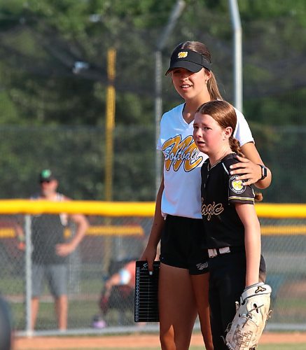 Westman Magic pitcher Haleigh Cuvelier is consoled by assistant coach Siena McMillan during their game against the Langley Xtreme at the under-13 western Canadian championship at the Ashley Neufeld Softball Complex on Friday evening. (Perry Bergson/The Brandon Sun)
Aug. 2, 2024