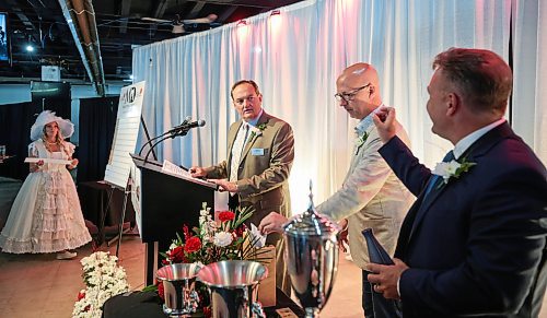 Ruth Bonneville / Free Press

Sports - MB Derby

Assiniboine Downs CEO Darren Dunn (at podium), Gerry Sul, Manitoba Liquor &amp; Lotteries CEO and Kurt Janzen MLCC GM, host live draw for each post position for this years Manitoba Derby at  luncheon at the Assiniboine Downs on Friday. 

The 76th running of the Manitoba Derby presented by Manitoba Liquor &amp; Lotteries takes place on Monday, August 5 at 7:30 p.m.


Aug 2nd,  2024

