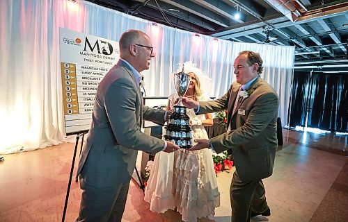 Ruth Bonneville / Free Press

Sports - MB Derby

Winnipeg Mayor Scott Gillingham hands the Queens Trophy to  Assiniboine Downs CEO Darren Dunn after live draw for each post position for this years Manitoba Derby at luncheon at the Assiniboine Downs on Friday. 

ASD Derby Belle, Francine Fournier, who placed the names of the horses on the board, also in the photo. 

The 76th running of the Manitoba Derby presented by Manitoba Liquor &amp; Lotteries takes place on Monday, August 5 at 7:30 p.m.


Aug 2nd,  2024

