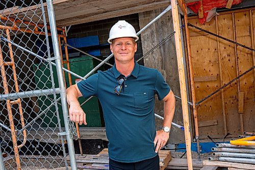 NIC ADAM / FREE PRESS
Concord Properties CEO and owner Nolan Ploegman pictured Friday afternoon at the construction site of their 10-storey, $30 million, mixed used building on the site of a former surface parking lot in the Exchange District. The building, which is planned to be completed around next spring, is a partnership between Concord and Alston Properties.
240802 - Friday, August 02, 2024.

Reporter: Martin Cash