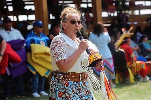 Chief Shelley A. Bear, travelled from Ochapowace First Nation, which is part of Treaty 4, to attend the powwow. (Geena Mortfield/The Brandon Sun)