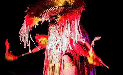 JOHN WOODS / FREE PRESS
A performer dances at the First Nations Pavilion in the Convention Centre Sunday, August 4, 2024. 

Reporter: ?