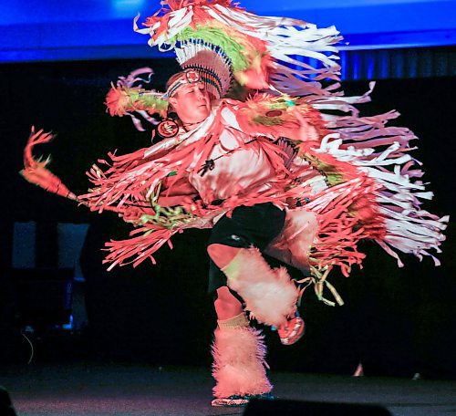 JOHN WOODS / FREE PRESS
A performer dances at the First Nations Pavilion in the Convention Centre Sunday, August 4, 2024. 

Reporter: ?