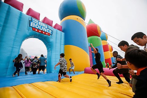 JOHN WOODS / FREE PRESS
People bounce on inflatable attractions at Big Bounce Canada, home of the largest bounce house, at Red River Exhibition Park Sunday, August 4, 2024. 

Reporter: ?