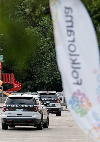 JOHN WOODS / FREE PRESS
Police attend the Israel pavilion at Folklorama at the Asper Jewish Community Campus  Monday, August 5, 2024. 

Reporter: tyler