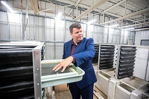 MIKAELA MACKENZIE / FREE PRESS

	
Sapphire Springs COO Doug Hotson shows the incubation trays for future broodstock in their temporary facility as the new arctic char fish farm is constructed in the RM of Rockwood on Tuesday, Aug. 6, 2024. 

For Martin Cash story.