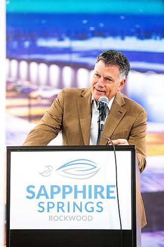 MIKAELA MACKENZIE / FREE PRESS

	
Sapphire Springs president and CEO Ken Blair speaks at an event presenting the new arctic char fish farm in the RM of Rockwood on Tuesday, Aug. 6, 2024. 

For Martin Cash story.