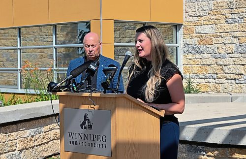 MATT FRANK / FREE PRESS

Jessica Miller (right), CEO of the Winnipeg Humane Society, joined by Andrew Clark (left), director of the humane society's investigations team, announced on Tuesday that the province seized more than 130 dogs from a property north of Winnipeg. 