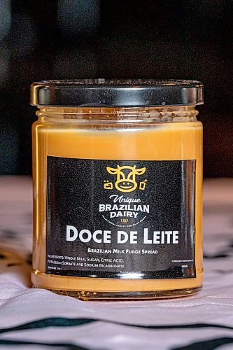 NIC ADAM / FREE PRESS
A jar of Dove De Leite, a Brazilian milk and fudge spread, made by Brazilian cheese maker Fabiola Della Pria is pictured in Hermano&#x2019;s restaurant in the Exchange District Tuesday. 
240806 - Tuesday, August 06, 2024.

Reporter: Dave