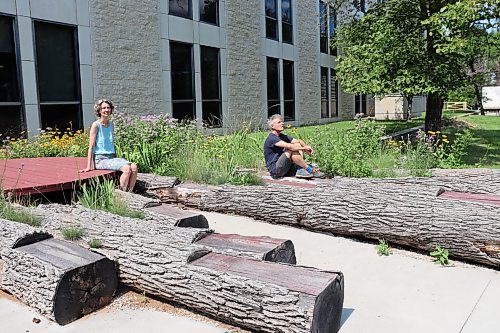 Colleen Zacharias / Free Press
Landscape architects and Professors Anna Thurmayr and Dietmar Straub relax in the Science Courtyard which they designed.