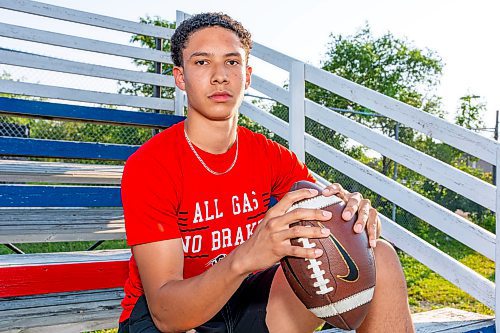 NIC ADAM / FREE PRESS
Winnipegger Ronan Johannson, pictured at the eagles football field Wednesday, will be playing football at Ivy League University of Pennsylvania.
240731 - Wednesday, July 31, 2024.

Reporter: