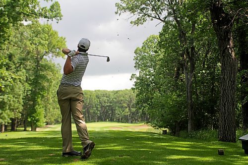 The tree-lined par-3 12th hole at Oak Island Resort is tough to beat, both in views and scoring as it plays long with a challenging green. The course is in immaculate shape this season. (Thomas Friesen/The Brandon Sun)