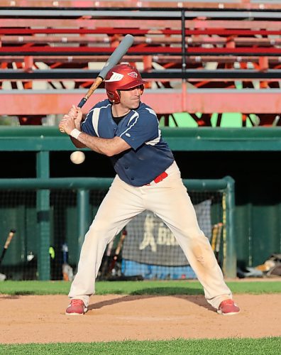 RFNOW Cardinals batter Chris Kennedy watches a strike go by Game 1 of the Andrew Agencies Senior AA Baseball League final against the against the Westman Fire Protection Cubs at Andrews Field on Wednesday evening. He tripled three pitches later and drove in a run. (Perry Bergson/The Brandon Sun)
Aug. 7, 2024