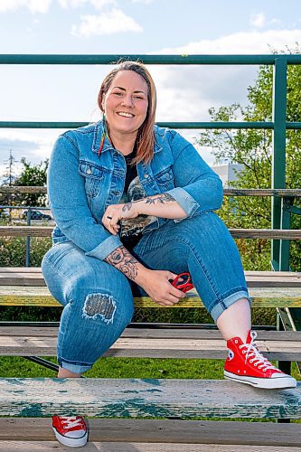 NIC ADAM / FREE PRESS
Adrienne Dudek, a offensive linemen and daughter of the founder of the Winnipeg Wolfpack, is photographed at the North Winnipeg Nomads Field Thursday afternoon.
Winnipeg Wolfpack, a women's tackle football team, is hosting the Friendship Bowl, a match against athletes from the USA American Football Events All-Stars team.  It will be a game between what they have dubbed the Canadian Women&#x2019;s Invitational team and said USA AFE All-Stars.
240808 - Thursday, August 08, 2024.

Reporter: Zoe