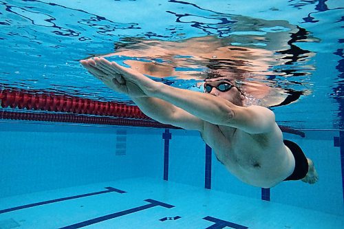 Trembath's racing style is basically “self taught,” he says, and he credits local swimmers at the Brandon YMCA who are constantly giving him pointers. (Tim Smith/The Brandon Sun)