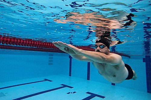 08082024
Ian Trembath trains at the Brandon YMCA pool on Thursday morning. Trembath will be competing in the 50M sprint and 100M race events at the Canada 55+ Games in Quebec City later this month. 
(Tim Smith/The Brandon Sun)