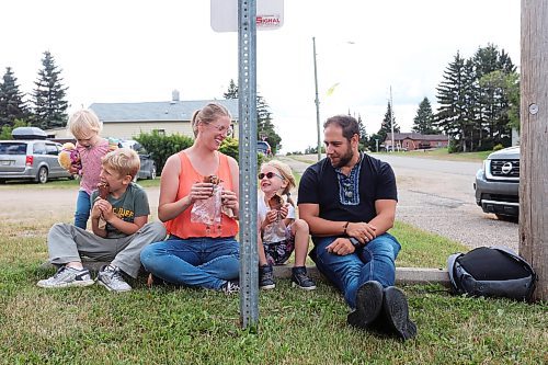 08082024
Sophia and Jay Korban and their children Kassia, Benjamin and Gabriella enjoy ice-cream during Sandy Lake Western Days at Sandy Lake, Manitoba on Friday. Western Days runs until Sunday with a variety of town events and entertainment. 
(Tim Smith/The Brandon Sun)