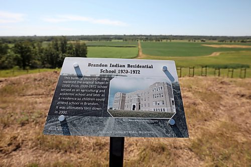 Informative placards tell the history of the Brandon Indian Residential School at the site of the former school along Grand Valley Road. (Tim Smith/The Brandon Sun)