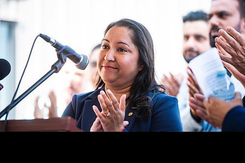 MIKAELA MACKENZIE / FREE PRESS

	
Councillor Devi Sharma speaks at the ribbon-cutting for Duffy&#x573; Taxi&#x573; new building on Notre Dame on Monday, Aug. 12, 2024.

For Aaron Epp story.