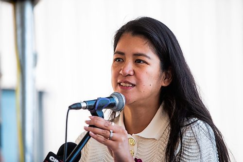 MIKAELA MACKENZIE / FREE PRESS

	
MLA Malaya Marcelino speaks at the ribbon-cutting for Duffy&#x573; Taxi&#x573; new building on Notre Dame on Monday, Aug. 12, 2024.

For Aaron Epp story.