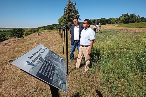 12082024
Sioux Valley Dakota Nation Chief Vince Tacan shows Crown-Indigenous Relations Minister Gary Anandasangaree around the site of the former Brandon Indian Residential School just west of Brandon along Grand Valley Road on Monday. Anandasangaree was visiting Sioux Valley Dakota Nation as a follow-up to federal government&#x2019;s recent apology to the 9 Dakota and Lakota First Nations in Canada and their members. (Tim Smith/The Brandon Sun)