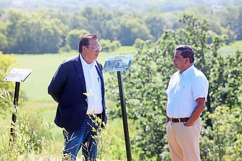 12082024
Sioux Valley Dakota Nation Chief Vince Tacan shows Crown-Indigenous Relations Minister Gary Anandasangaree around the site of the former Brandon Indian Residential School just west of Brandon along Grand Valley Road on Monday. Anandasangaree was visiting Sioux Valley Dakota Nation as a follow-up to federal government&#x2019;s recent apology to the 9 Dakota and Lakota First Nations in Canada and their members. (Tim Smith/The Brandon Sun)