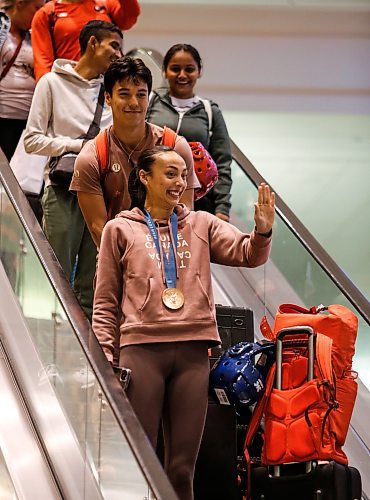 JOHN WOODS / FREE PRESS
Skylar Park, Olympic bronze medalist in taekwondo, arrives at the Winnipeg airport as she returns from Paris Monday, August 12, 2024. 

Reporter: ken