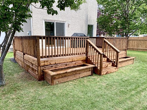 Marc LaBossiere / Winnipeg Free Press

An old rectangular deck was stripped down to the joists, and re-topped with treated lumber