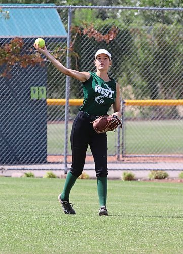 Adi Henwood of Brandon throws the ball in from the outfield during a recent Team West practice at Ashley Neufeld Softball Complex as the team geared up for the Manitoba Summer Games in Dauphin. The softball component of the event begins today and ends Saturday. (Perry Bergson/The Brandon Sun)
Aug. 15, 2024