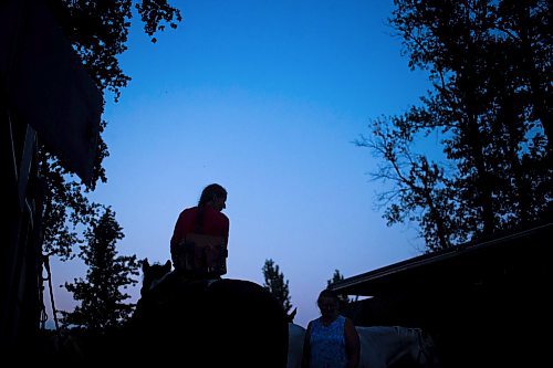 MIKAELA MACKENZIE / FREE PRESS

	
Alyssa Selman rides back to the trailers after competing in the Denim &amp; Dust Barrel Racing Series in Carman on Tuesday, Aug. 13, 2024.

For Mike McIntyre story.