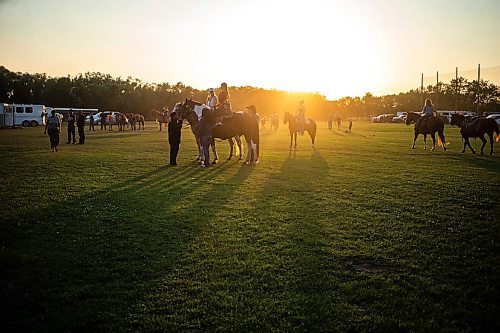 MIKAELA MACKENZIE / FREE PRESS

	
Sisters Amy Scott (left) and Alyssa Selman wait on their horses before Alyssa competes at the Denim &amp; Dust Barrel Racing Series in Carman on Tuesday, Aug. 13, 2024.

For Mike McIntyre story.