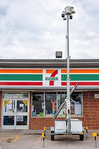 NIC ADAM / FREE PRESS
The 7-11 at Keewatin St &amp; Logan Ave pictured with a portable security system out front Wednesday. This is one of the 10 locations that is proposed to close.
240814 - Wednesday, August 14, 2024.

Reporter: Joyanne