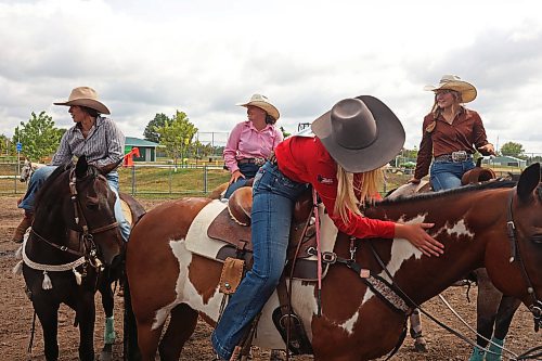 15082024
Girls competing in the HS pole bending event outside the arena on day one of the Virden Indoor High School Rodeo at Tundra Oil and Gas Place in Virden on Thursday as part of the Virden Indoor Rodeo and Wild West Daze. Events continue all weekend in Virden including the first go round of the Virden Indoor Rodeo tonight. 
(Tim Smith/The Brandon Sun)