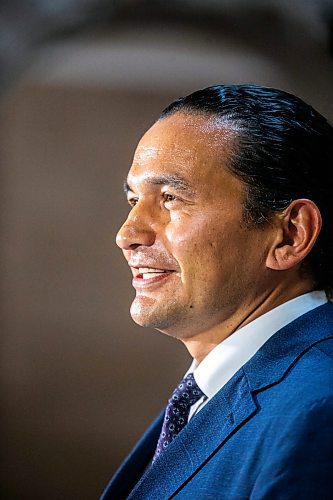 MIKAELA MACKENZIE / FREE PRESS

	
Premier Wab Kinew speaks to the media at the Manitoba Legislative Building on Thursday, Aug. 15, 2024. 

For Carol story.