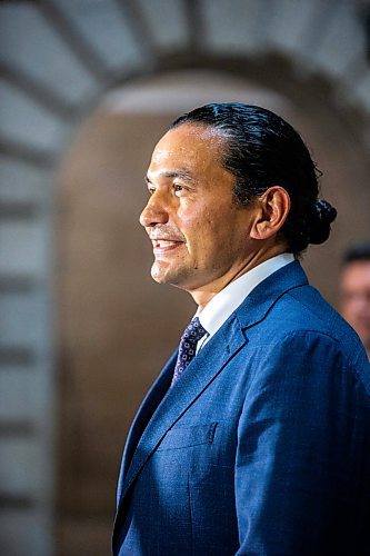 MIKAELA MACKENZIE / FREE PRESS

	
Premier Wab Kinew speaks to the media at the Manitoba Legislative Building on Thursday, Aug. 15, 2024. 

For Carol story.