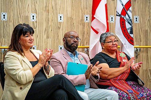 NIC ADAM / FREE PRESS
Bernadette Smith (left) and Markus Chambers at the announcement of the re-opening of Yoga Public Thursday afternoon.
240815 - Thursday, August 15, 2024.

Reporter: Gabby Piche