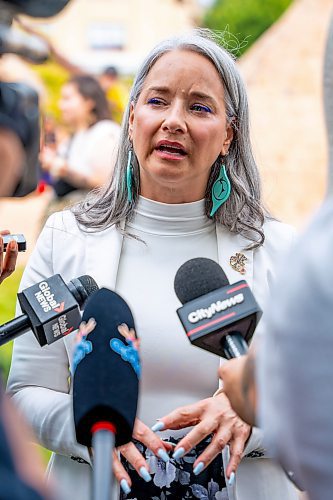 NIC ADAM / FREE PRESS
Families Minister Nahanni Fontaine announces funding for Tina&#x2019;s Safe Haven as part of the Tina Fontaine memorial event at the MMIWG2S+ Monument at the Forks Friday.
240816 - Friday, August 16, 2024.

Reporter: Malak