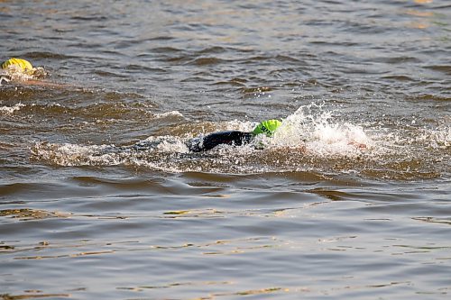 BROOK JONES / FREE PRESS
Seventeen-year-old Brad Courchene, who is from Sagkeeng First Nation, competes in the swim portion of the Free Spirit Sprint Triathlon in Pinawa, Man., Sunday, Aug. 11, 2024.