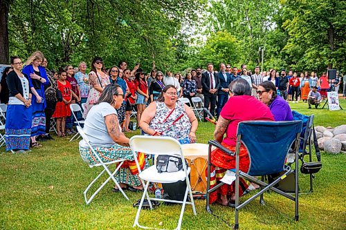 NIC ADAM / FREE PRESS
Music was sung before and after the Tina Fontaine memorial event at the MMIWG2S+ Monument at the Forks Friday.
240816 - Friday, August 16, 2024.

Reporter: Malak